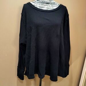 Torrid Waffle Knit Raw Seams Long Sleeve Thermal Top With Button Cuffs Sz 5X